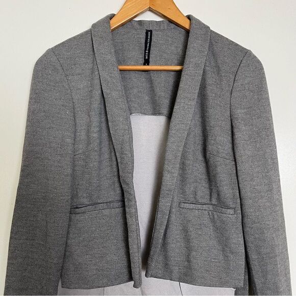 W118 by Walter Baker Jacket Open Front Blazer Collared High Low Hem Gray Small - Picture 2 of 8
